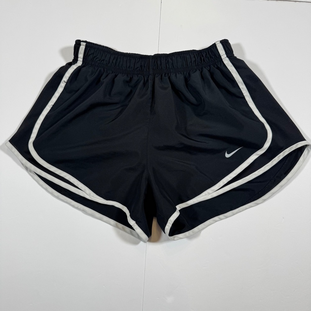 Nike Tempo Womens Running Shorts Black White Mesh Trim Athletic Workout Size S